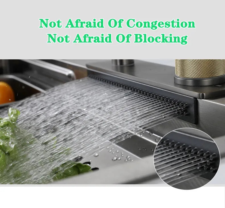 Wasserfall-Küchenspüle aus Edelstahl 304, Zughahn, Einzelschlitz, Hochdruckbecher, Waschmaschine, Café, Weinbar, Waschbecken