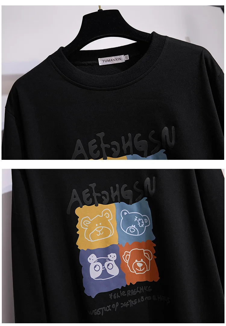 175Kg Plus Größe frauen Fehlschlag 170 Frühling Herbst Neue Lose Rundhals Cartoon Sweatshirt 6XL 7XL 8XL 9XL 10XL 11XL 6 Farben
