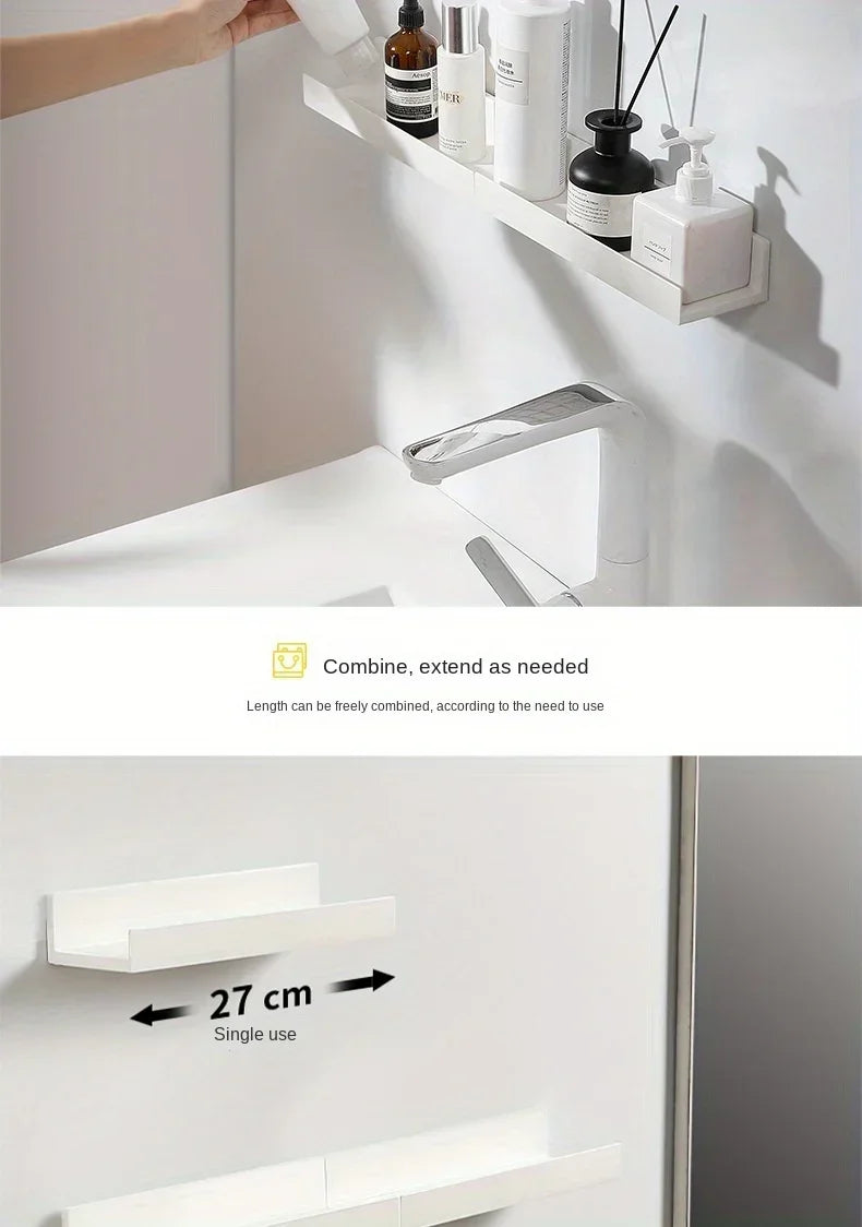 Badezimmerregal, Make-up-Aufbewahrung, Organizer, selbstklebende Regale ohne Bohren, Wand-Shampoo-Regal, Duschregal