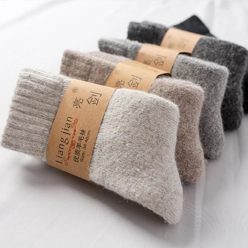 Super Thicker Solid Socks Merino Wool Rabbit Socks Snow calceta hombre skarpety meskie Warm Funny Happy Winter Male Men Socks.
