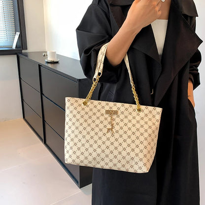 New Presbyopia Handbag Texture Soft Leather Large Capacity Tote Women Bag With Hanging Accessories Shoulder Bag.