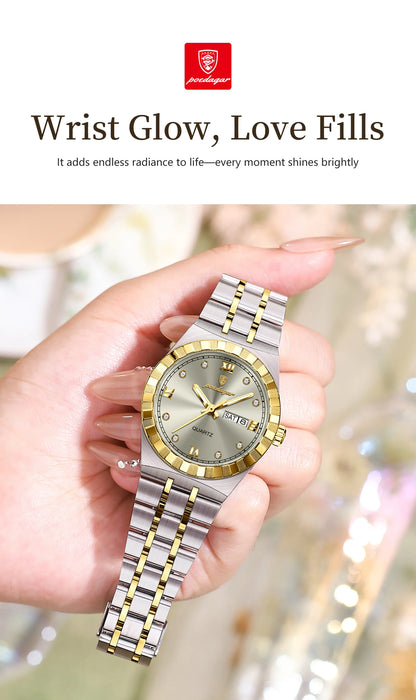 POEDAGAR Luxury Original Ladies Watch Luminous Waterproof Week Date Woman Wristwatch Stainless Steel Women Quartz Watches Female.