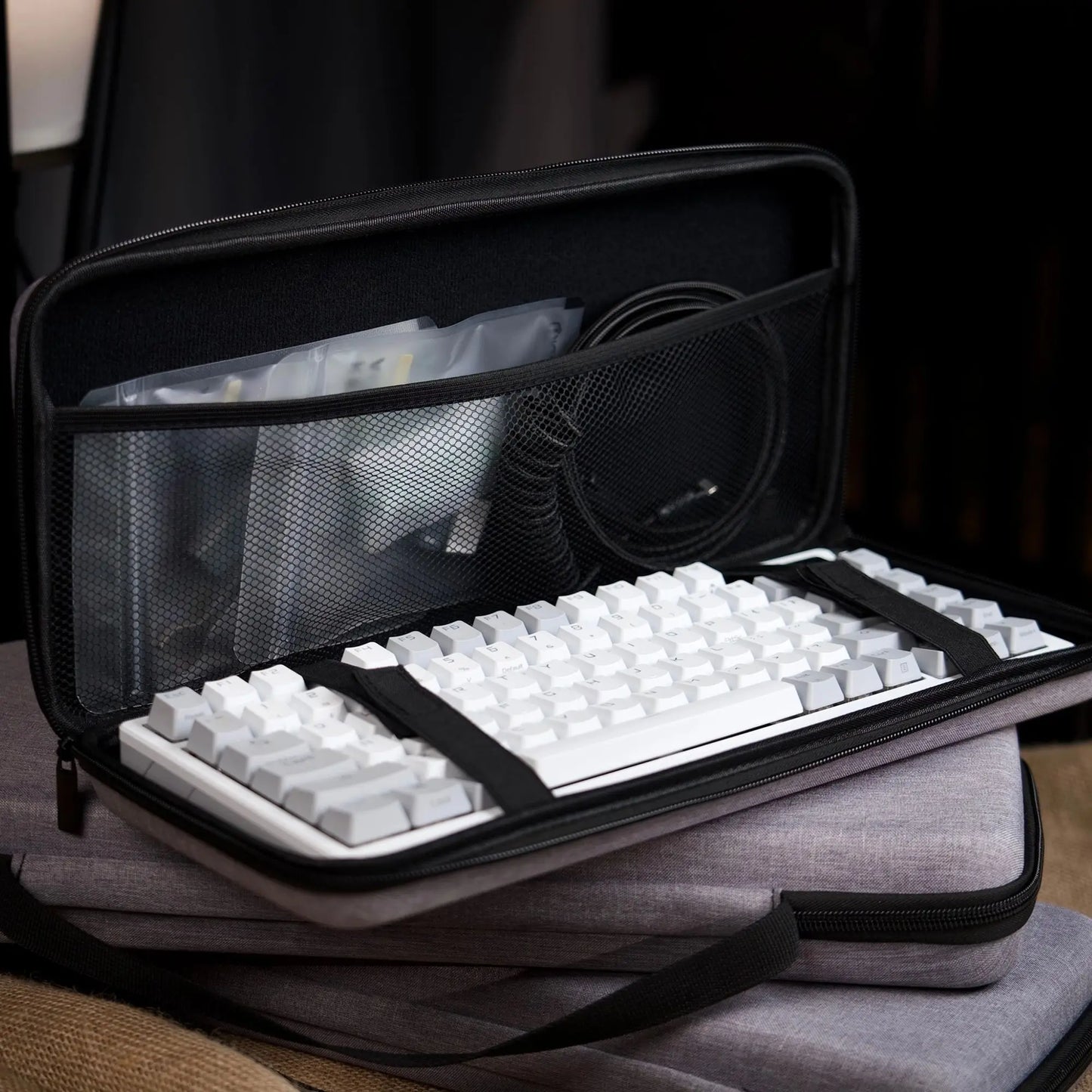 Dustproof Water-Resistant Mechanical Keyboard Case Storage Bag - EVA Hard Shell Fits 61/68/75%/TKL/98%/Full-Size Keyboards.