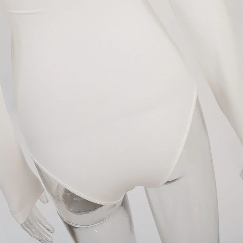 Chic Sexy Criss-cross Pleated Slash Neck Slim Fit Solid Color Basic 2024 Sexy Hot Female Long-sleeves High Waisted Bodysuit Tops