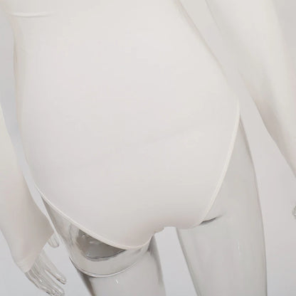 Chic Sexy Criss-cross Pleated Slash Neck Slim Fit Solid Color Basic 2024 Sexy Hot Female Long-sleeves High Waisted Bodysuit Tops