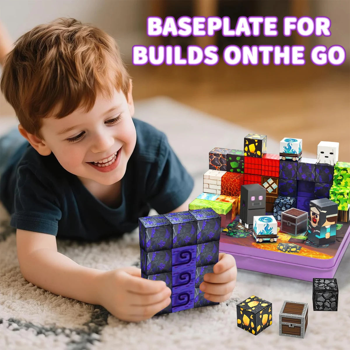 Magnetic Blocks Travel Magnet Cube Magnetic Building Blocks Toys with Portable Iron Box STEM Educational Magnet Toys for Kids.