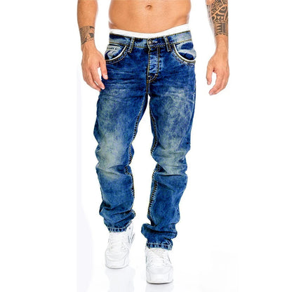 Mode Hip Hop Blau Gerade Jeans Männer Baggy Hosen Retro Streetwear Harajuku Waschen Mann Biker Schwarz Lose Breite Bein Denim Hosen.