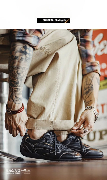 Maden Unisex Summer Vintage Patchwork Racing Shoes Breathable German Trainers Sneakers Thin Sole Casual Lace-Up Sporty Shoes.