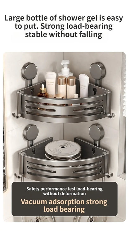 Badezimmer-Aufbewahrungsregal ohne Bohren, Saugnapf, Badezimmer-Waschbecken, wandmontiertes Badezimmer-Aufbewahrungsregal, Küchenaufbewahrung