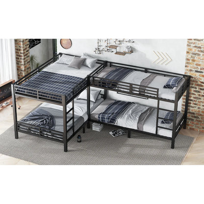 Eisenbett, Etagenbett, dreistufige Leiter, stabiles Gitter, Mehrbettkonfiguration, Betten in verschiedenen Größen, 90 x 200 cm und 140 x 200 cm