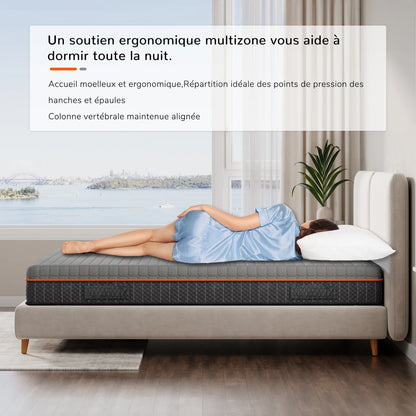 Vesgantti Memory Foam-Matratze, Grau, Dicke 16/18/26 cm, Gel-Memory-Schaum-Matratze, Zoned Support hält Sie ausgerichtet