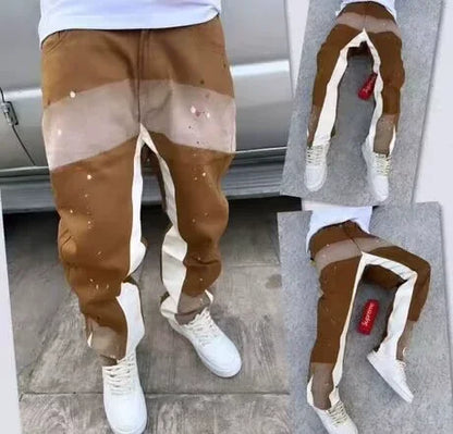 2025 Vintage Men's Jeans Distressed Vibe Bell Bottoms Clean Fit Woodworking Workwear Denim Pants For Outdoor Trade.