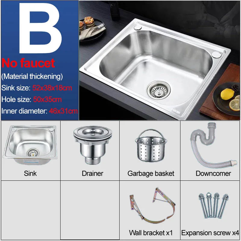 Verdickter Einzelschlitz aus Edelstahl 304 mit Halterung zum Aufhängen an der Wand, Waschbecken, Balkonbecken, Küchenwaschbecken, Waschbecken