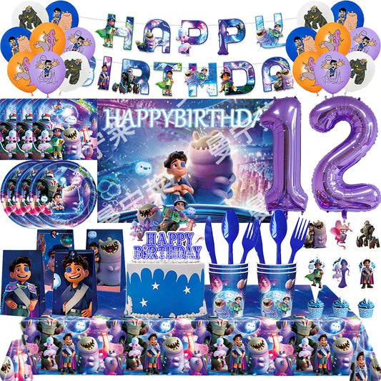 Disney Elio Geburtstag Dekoration Geschirr Pappbecher Teller Serviette Hintergrund Schlüsselanhänger Ballon Set Party Dekoration Zubehör für Kinder.