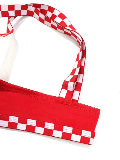 Beauwear Contrast Color Plaid Bras for Women Front Closure Bra with Wire Push Up Bra with Pad.