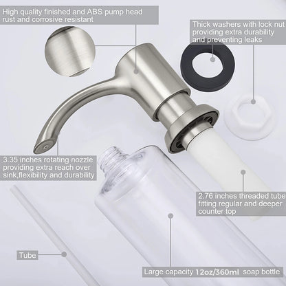 Samodra Nickel Soap dispenser Black Kitchen sink Counter Liquid Soap Dispenser Bottle kitchen accessories 360ml  Built in Pumps