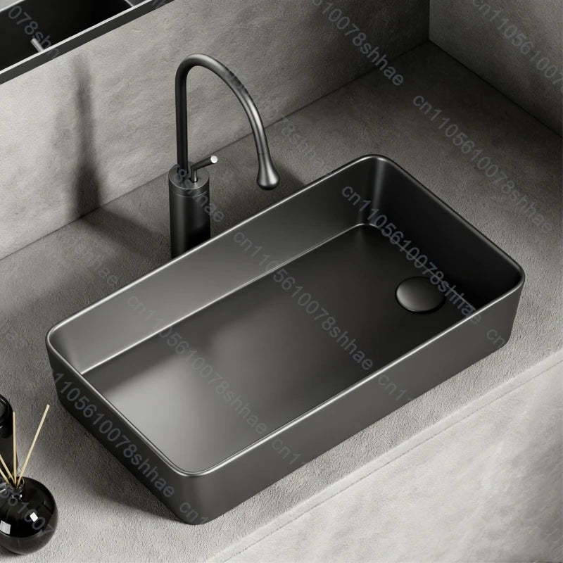 Luxuriöses Keramikgefäßwaschbecken, quadratisches Badezimmerwaschbecken, Arbeitsplatte, Kunstwaschbecken für Waschtischplatte, Keramik-Badezimmerwaschbecken für den Heimgebrauch