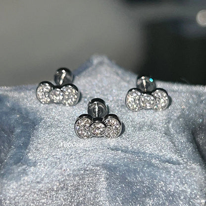 1pcs Quality Shiny Cross Zircon 316L Stainless Steel Ear Bone Nail Y2K Style Silver Color Earring for Women Cochlear Accessories.