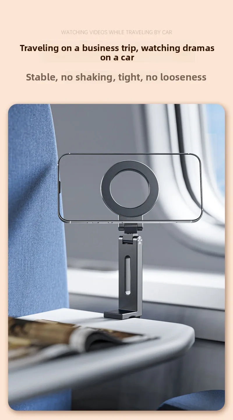Universal Magnetic Phone Holder Travel Essentials Multi-axis Rotation Hands-Free Airplane Phone Mount Desktop Clip for Phone.