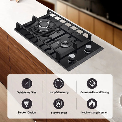 TopStrong 2 Burner Ceramic Glass Built-in Stove Natural Gas Propane Gas hob EUGCT-B02.