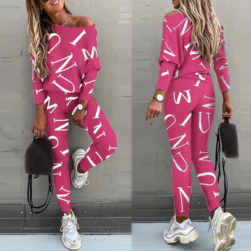 2 Piece Set Women Tracksuit Autumn Winter Warm Letter Top Suits Casual Yoga Set Sweatshirts And Jogging Pants Outfits Sweatpants.
