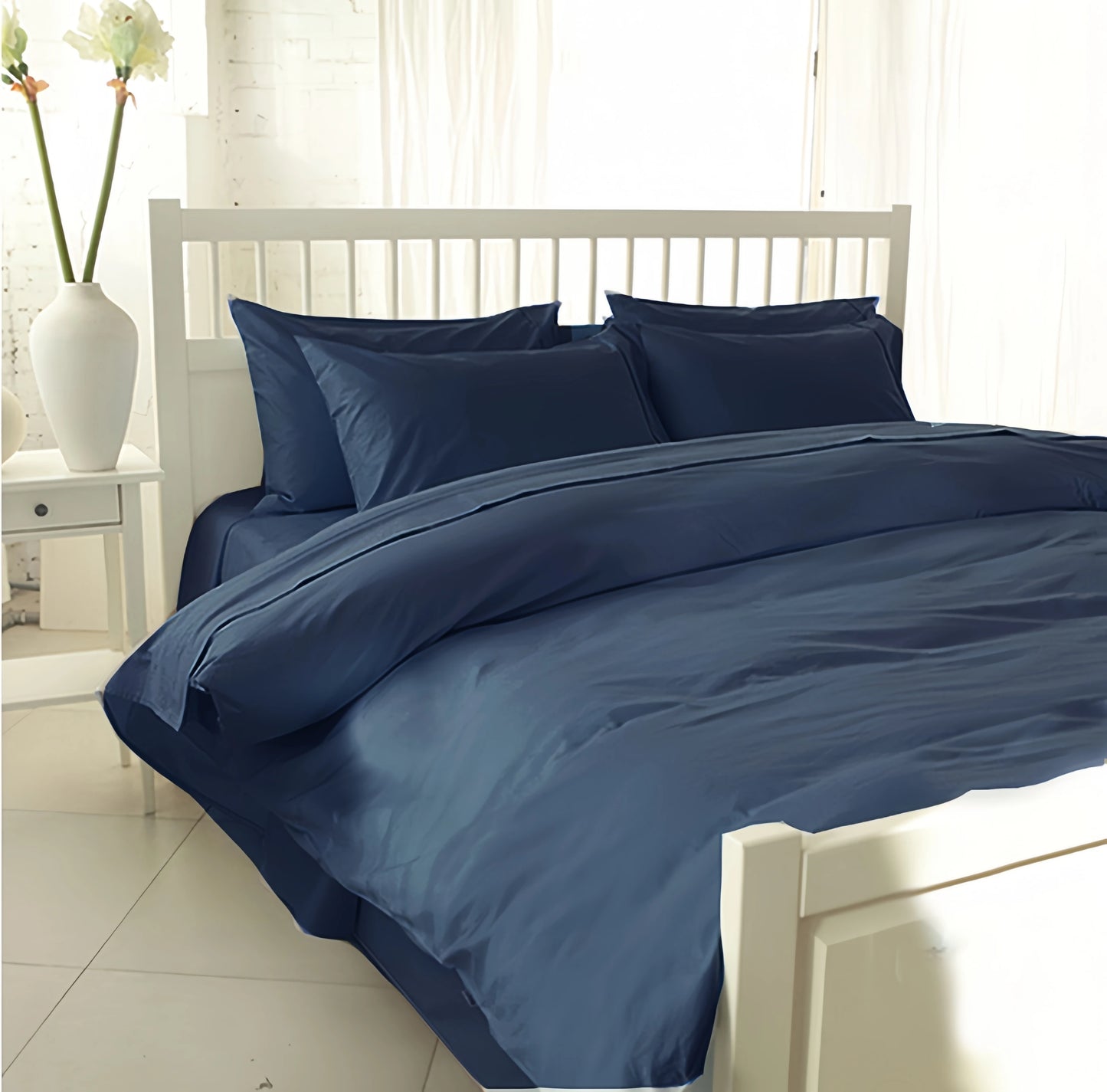 US-Europa-Größe, 1000 TC, 100 % ägyptische Baumwolle, Bettwäsche-Set, weiße, silberblaue Farben, individuell anpassbar