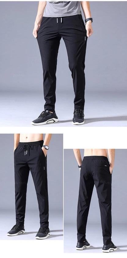 OUSSYU Brand New Spring Summer Men's Casual Pants Slim Pant Straight Thin Trousers Male Fashion Stretch Khaki Jogging 28-38.