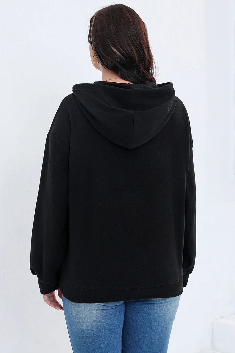 Gibsie Plus Size Frauen Hoodies Herbst Winter solide Kordel zug Kapuze Sweatshirts Känguru Tasche Fleece lässig Frauen Top.