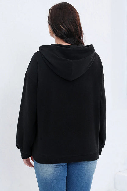 Gibsie Plus Size Frauen Hoodies Herbst Winter solide Kordel zug Kapuze Sweatshirts Känguru Tasche Fleece lässig Frauen Top.