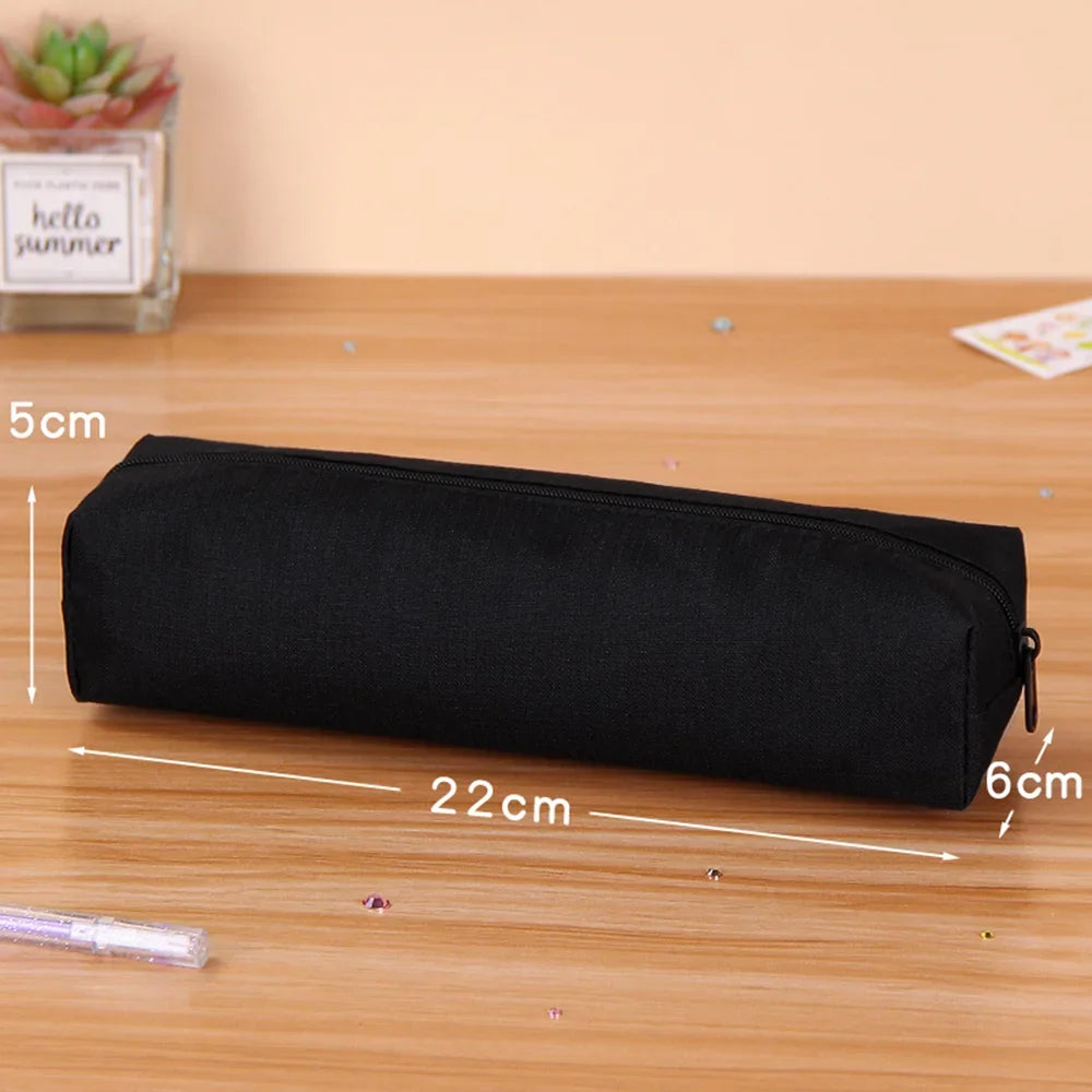 Solid Color Pencil Case Simple Pencil Bags For Student New Stationery School Supplies Kids Gift Zipper Big Cosmetic Bag.