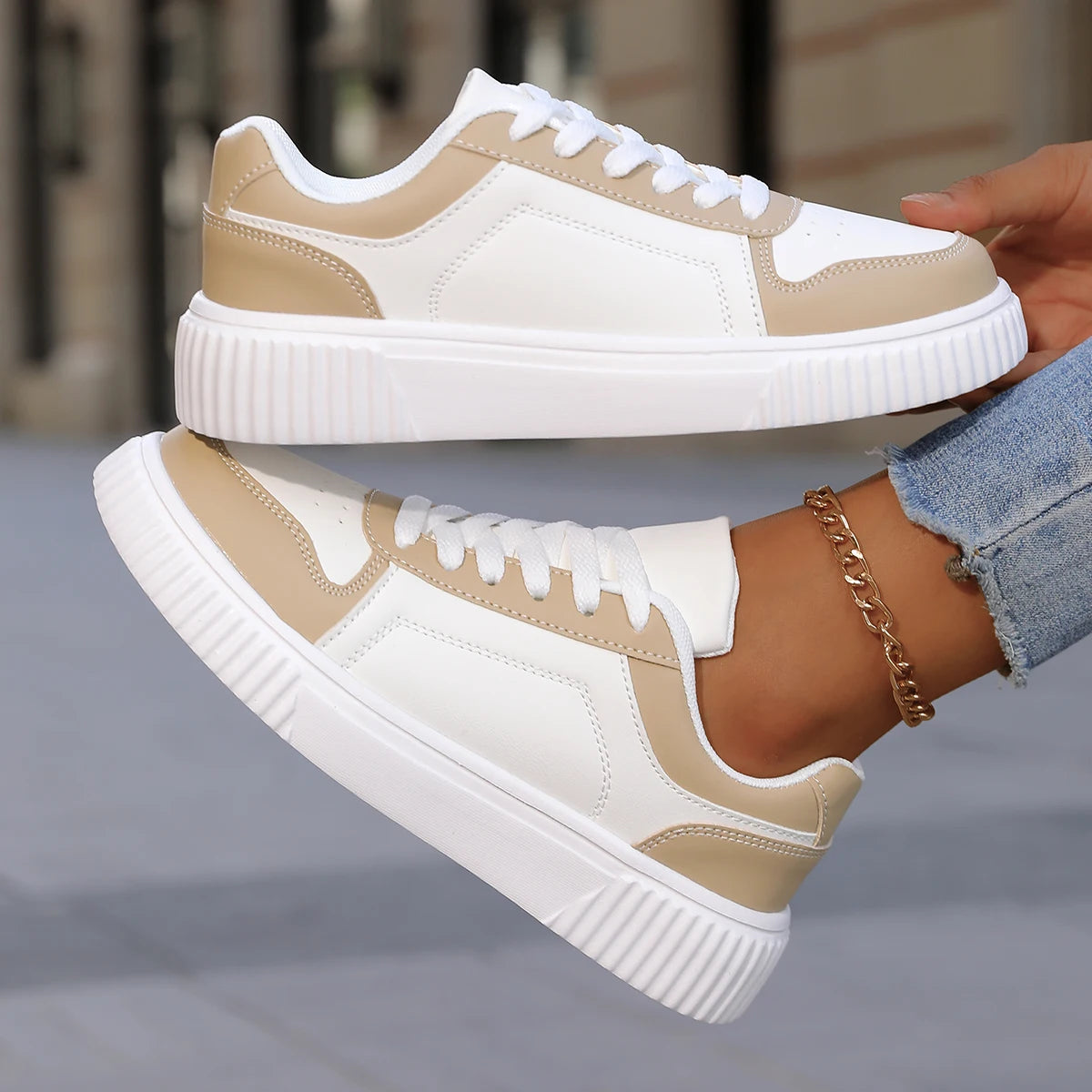 YRZL Womens Sneakers Autumn White Shoes Lightweight Thick Sole Non Slip Skatebaord Shoes Unisex Casual Sports Shoes for Man.