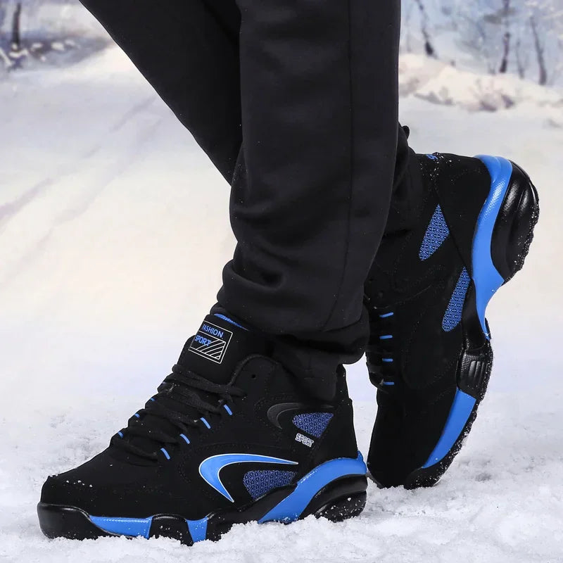 Winter Warm Couple Casual Sneakers Fashion Leather Outdoor Sport Running Tenis Men Non-slip Big Size 48 Trainer Men’s Snow Shoes.