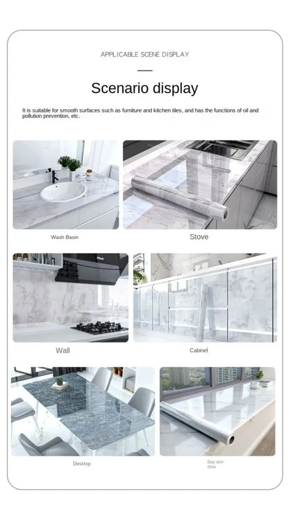 80CM Marble Self Adhesive Waterproof Wallpaper for Bathroom Wall Deocr Kitchen Oil Proof Mould-Proof Wall Stickers Home Decor
