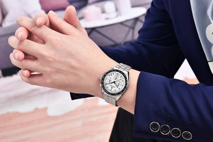 PAGANI DESIGN 2025 New Saturn Men's Watches Top Luxury Quartz Watch Men Light Tan Chronograph AR Sapphire crystal Wristwatch Men