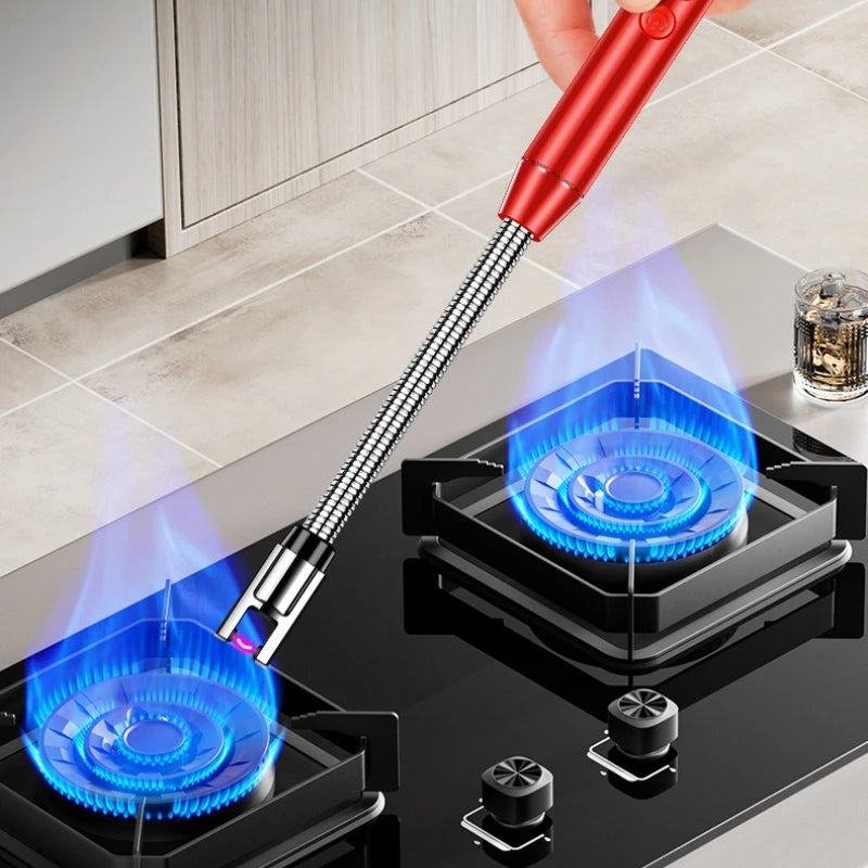 2025 Windproof Kitchen Electric USB Lighter Long Candle BBQ Gas Stove Ignition Camping Rechargeable Arc Flameless Plasma Lighter.
