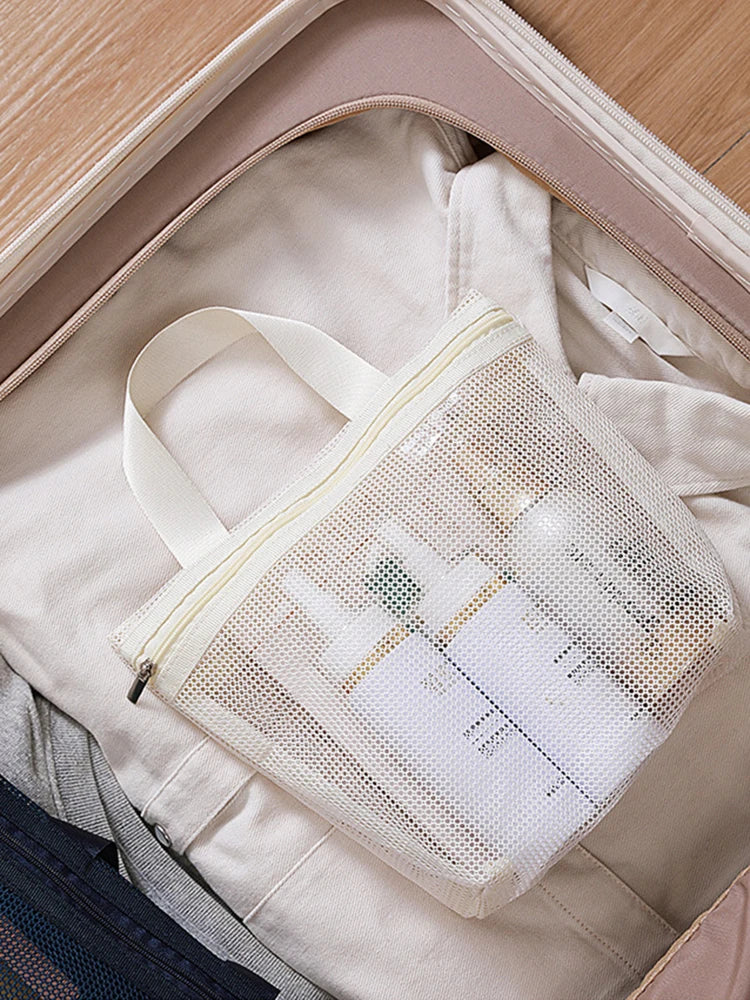 Mesh Makeup Toiletry Storage Bags Handbags Portable Travel Washing Body Shower Tools Organizer Hanging Cosmetic Organizer Pouch.