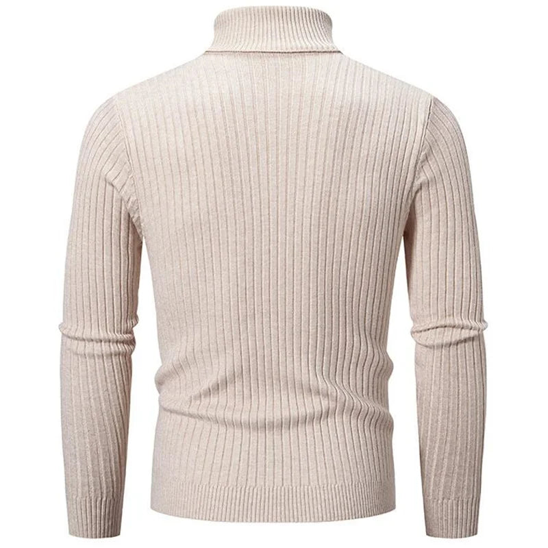 2025 New Men Solid Colour Turtleneck Sweater Black / White / Royal Blue Fashion Simple Male Casual Pullover Tops