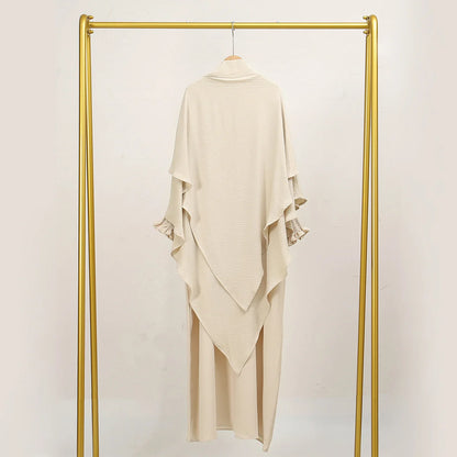 Two Piece Jilbab Prayer Set Abaya for Woman Batwing Hijab Dress Muslim Kimono Kaftan Robe Long Khimar Islam Cloth Jilbab Ramadan