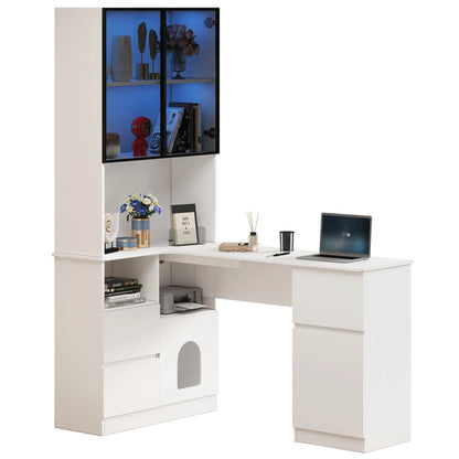 Klappbarer Schreibtisch mit 2-in-1-Bücherregal und klappbarem Schreibtisch mit Steckdose und USB-Anschluss, höhenverstellbare Regale, kippsicherer Schutz