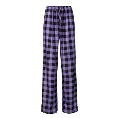 Frauen Weihnachten Pyjama Hosen Herbst Winter Plaid Gedruckt Hosen Mode Lässig Breite Bein Hosen Kleidung Streetwear.