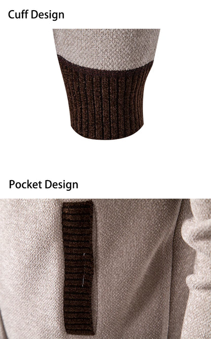 Sweater Cardigan Knitted Men's Clothing Korean Style Long Sleeve Fleece Warm Overcoat Baseball Jumper New Wool Sweatercoat.