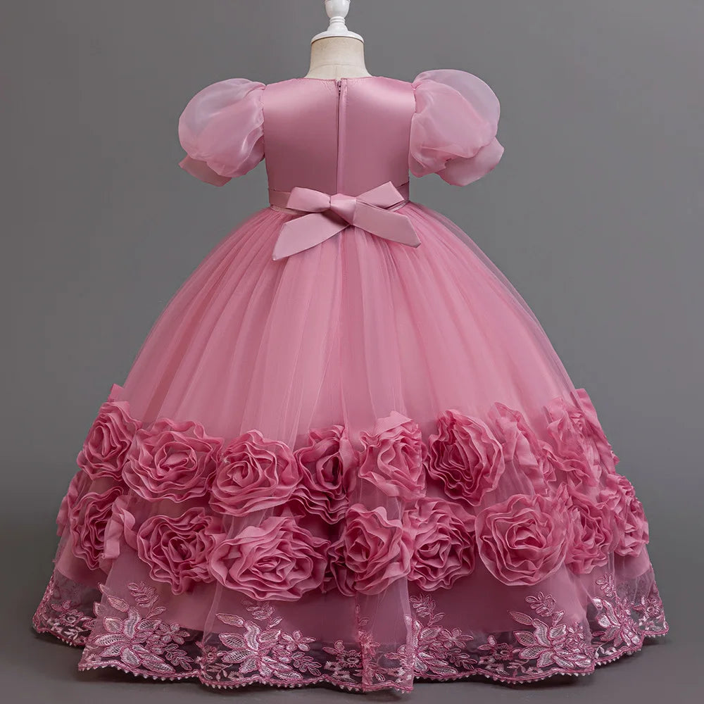 4-12 Jahre altes Blumenjungen-Hochzeitskleid, Abendkleid, Pailletten, langes Halloween-Mädchenkleid, Weihnachtsaufführung, Gastgeber-Redenen.