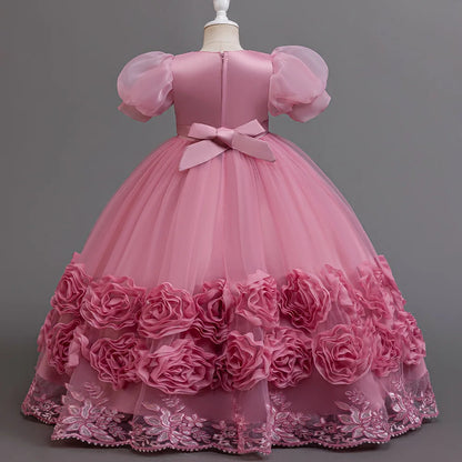 4-12 Jahre altes Blumenjungen-Hochzeitskleid, Abendkleid, Pailletten, langes Halloween-Mädchenkleid, Weihnachtsaufführung, Gastgeber-Redenen.