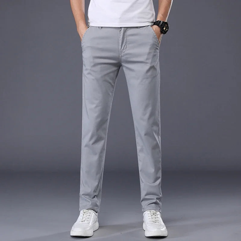 Thin Men's Pants Classic 7 Colors Summer New Casual Pant Business Fashion Stretch Cotton Slim Brand Male Trousers