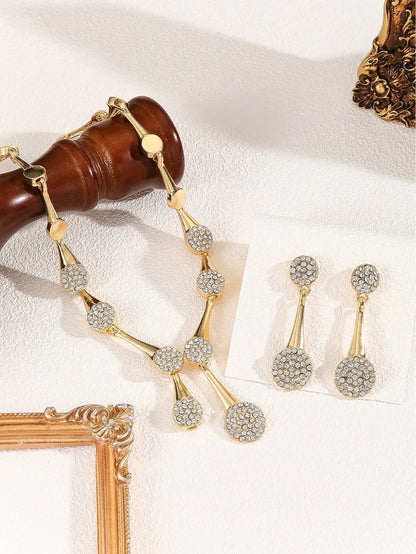 Necklace Earrings Exquisite Set Golden Quiet Elegant Bridal Banquet Jewelry Gifts For Women.