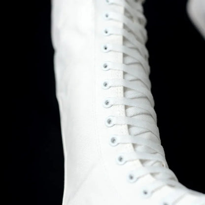 Women Shoe Canvas Casual High Top Shoes Long Boot Lace-Up Zipper Comfortable Flat Boot Sneakers Tenis Feminino Spring Autumn.