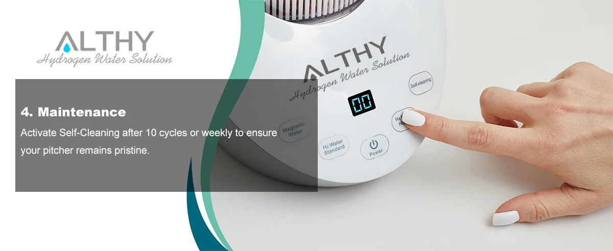 ALTHY Hydrogen Water Pitcher Generator Machine Bottle Jug Kettle SPE PEM Technology. Balanced Water PH Calcium Sulfite filter.