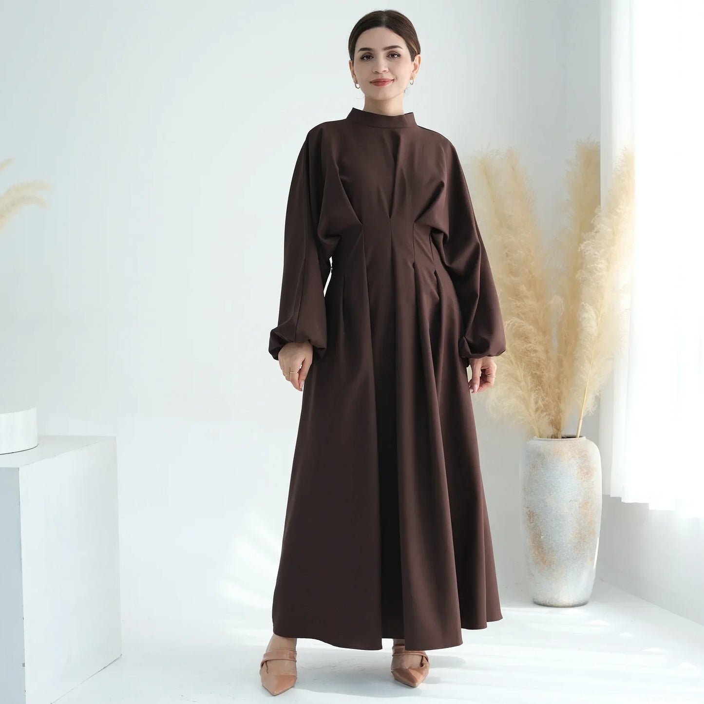 Elegant Muslim Dress Ramadan Pleated Abaya for Women Slim Waist Long Dress Islamic Clothing Muslim Eid Party Dresses Hijab Robe
