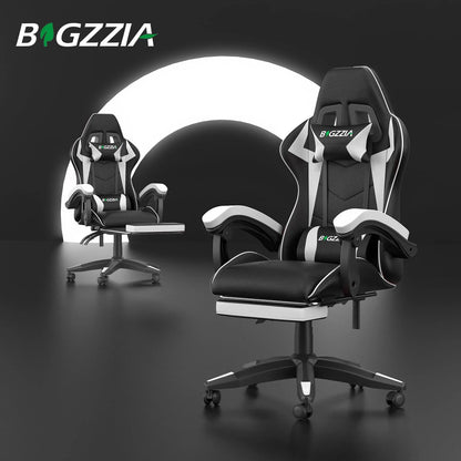 Gaming-Stuhl mit Fußstütze, ergonomischer Gaming-Stuhl mit Lendenkissen, Kopfstütze, Gaming-Stuhl, höhenverstellbarer Computerstuhl