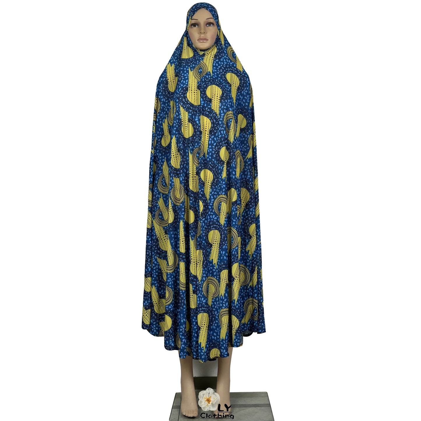 New Dubai Islamic Robe Ramadan Womens Hooded Abaya African Sleeveless Loose Soft Prayer Garment Muslim Floral Dress With Hijab